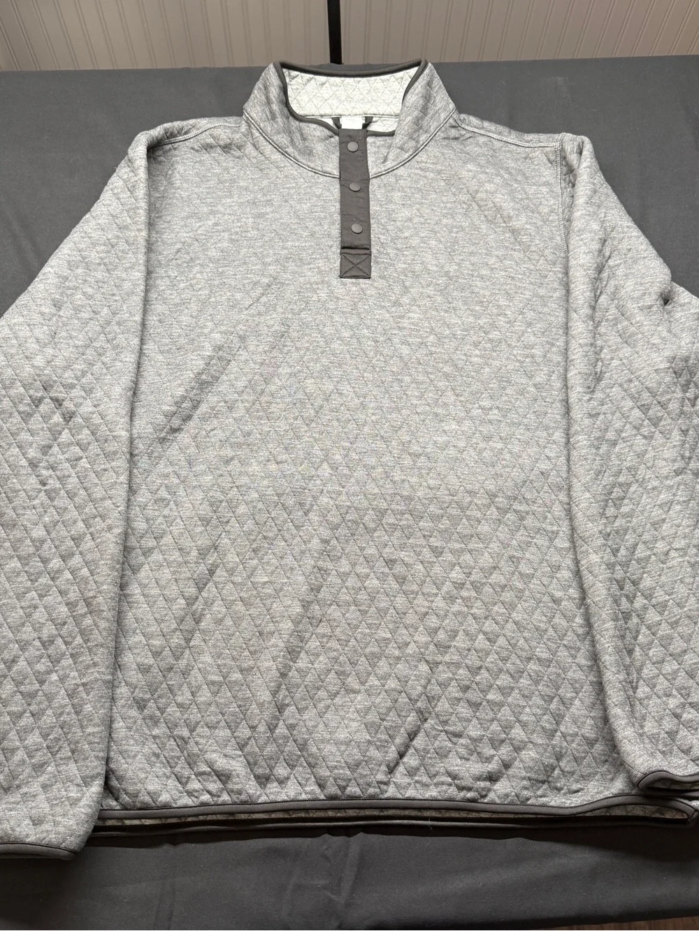 Marine Layer Quilted Light Gray Snap-Placket Pullover